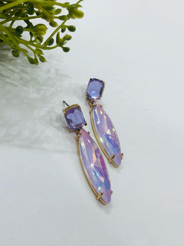 Purple Crystal Drop Earrings